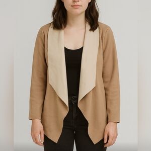 Dictionary Women's Tan and Cream Open Front Jacket XL